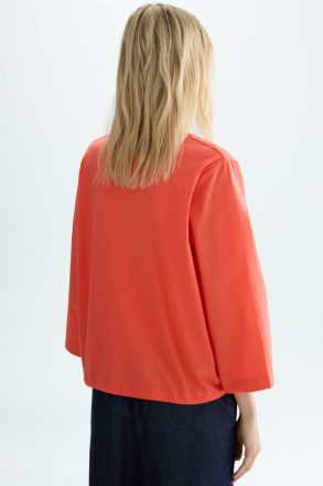 Women Purificacion Garci T-Shirts And Tops Coral Jersey Poplin A-Line T-Shirt - Image 3