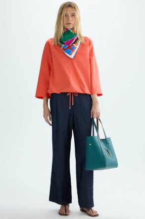 Women Purificacion Garci T-Shirts And Tops Coral Jersey Poplin A-Line T-Shirt - Image 4