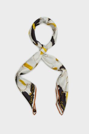 Women Purificacion Garci White/Black Scarves Cala 90 Silk Scarf - Image 2