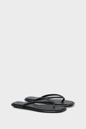 Women Sandals Purificacion Garci Black Origami Leather Flat Sandals - Image 2