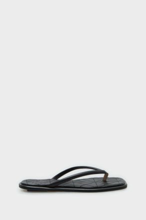 Women Sandals Purificacion Garci Black Origami Leather Flat Sandals