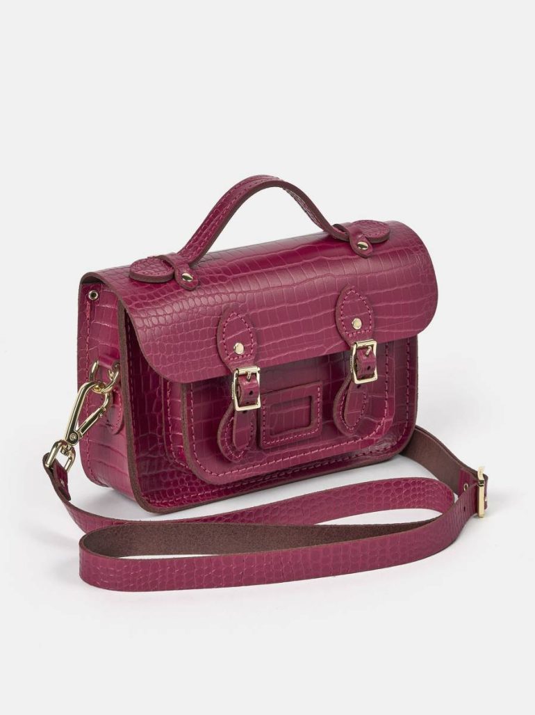 Women Satchels The Mini - Magenta Croc Cambridge Satchel - Image 2