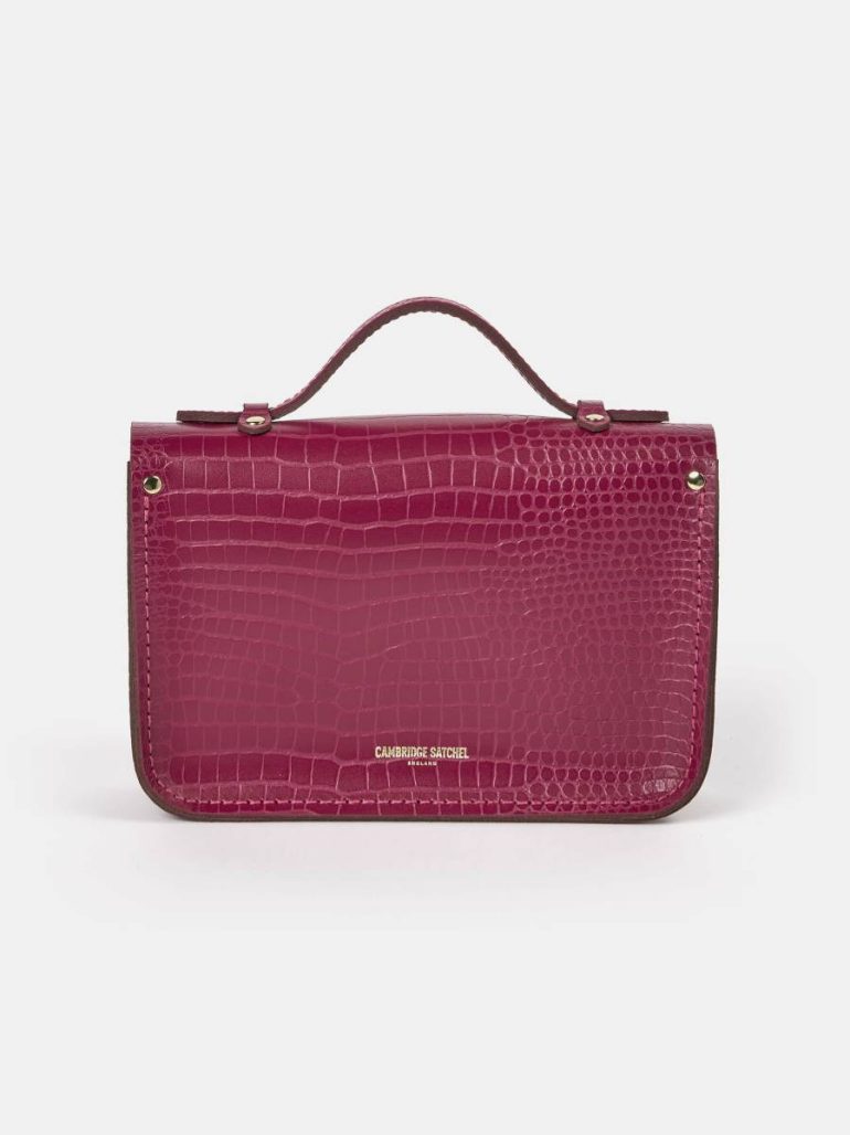Women Satchels The Mini - Magenta Croc Cambridge Satchel - Image 3
