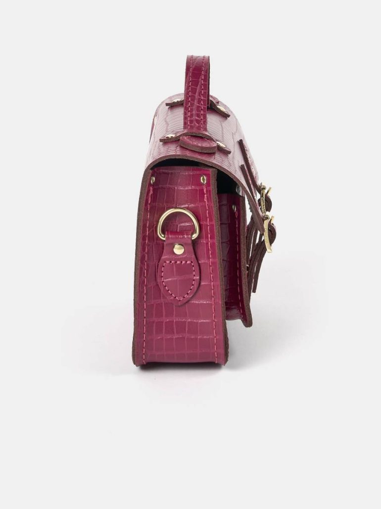 Women Satchels The Mini - Magenta Croc Cambridge Satchel - Image 4