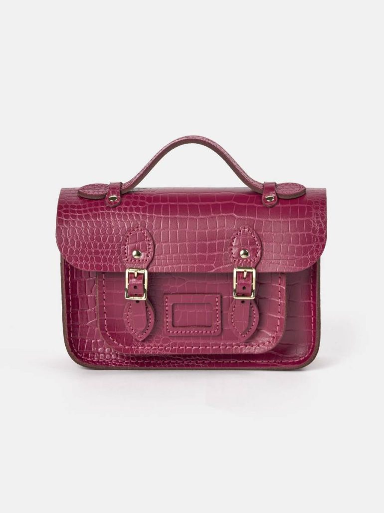 Women Satchels The Mini - Magenta Croc Cambridge Satchel