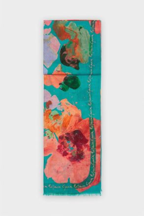 Women Scarves Purificacion Garci Multicolour/Turquoise Blue Gouache Wool Scarf