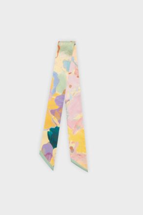 Women Scarves Purificacion Garci Yellow/Pink Mainau Silk Skinny