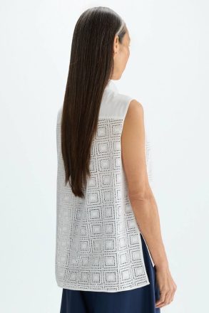 Women Shirts White Purificacion Garci Embroidered Cut-Out Poplin Straight-Fit Shirt - Image 3