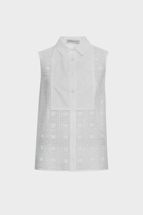 Women Shirts White Purificacion Garci Embroidered Cut-Out Poplin Straight-Fit Shirt - Image 5