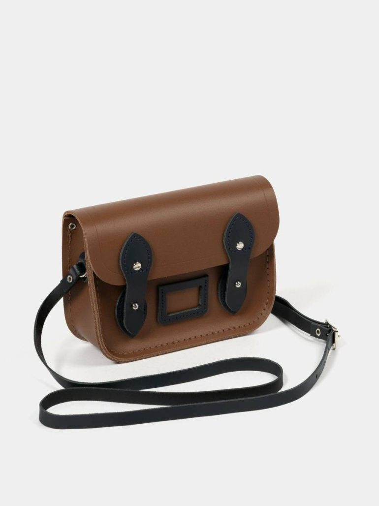 Women Small Bags The Tiny - Vintage & Navy Cambridge Satchel - Image 2