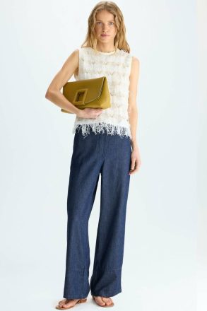Women T-Shirts And Tops Ecru Purificacion Garci Fringed Pointelle Knit Paper Thread Straight-Fit Top - Image 4