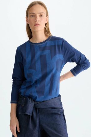 Women T-Shirts And Tops Pg Lines Jersey Straight-Fit T-Shirt Navy Purificacion Garci
