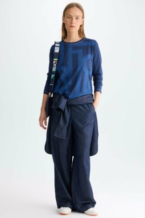 Women T-Shirts And Tops Pg Lines Jersey Straight-Fit T-Shirt Navy Purificacion Garci - Image 4