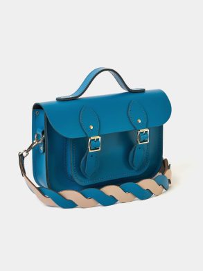 Women The 11 Inch Batchel - Shiz Blue With Bi-Colour Twisted Strap Cambridge Satchel Satchels - Image 5