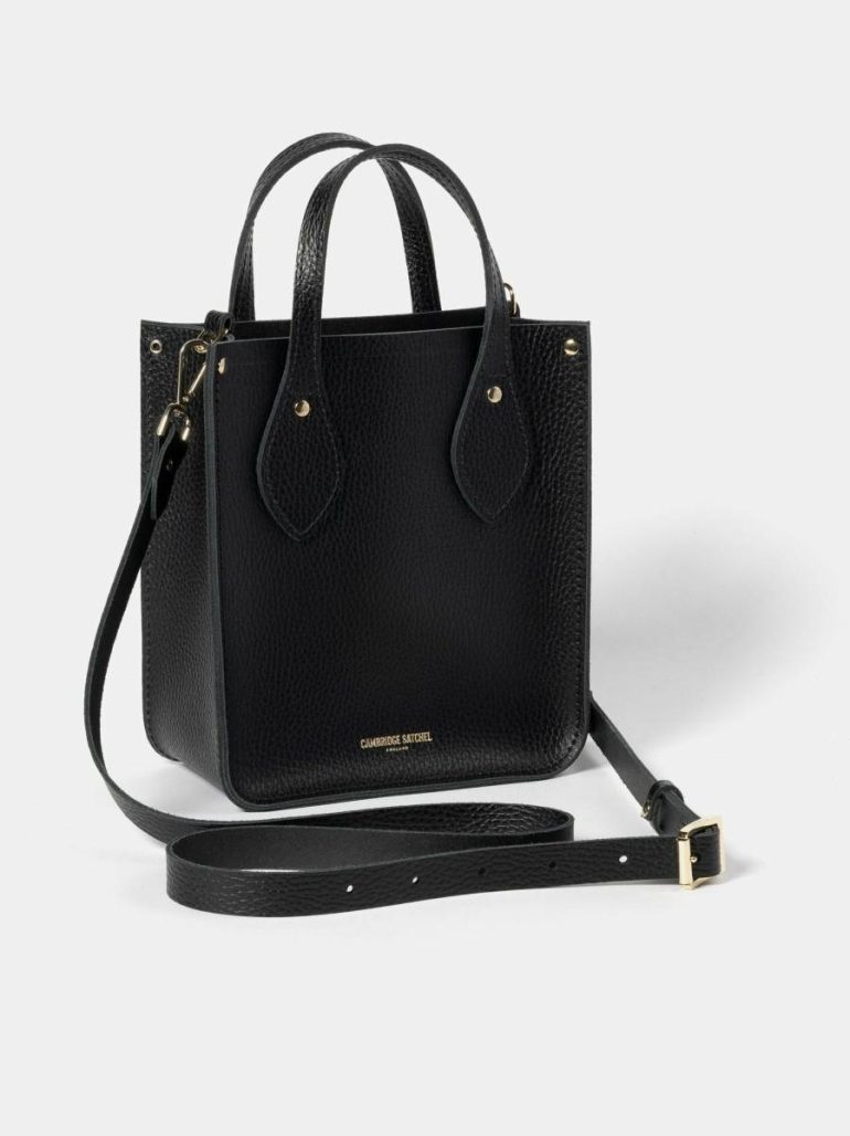 Women The Mini Tote - Black Celtic Grain Cambridge Satchel Tote Bags - Image 2