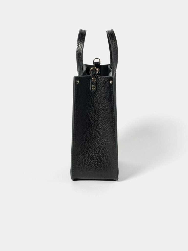 Women The Mini Tote - Black Celtic Grain Cambridge Satchel Tote Bags - Image 3