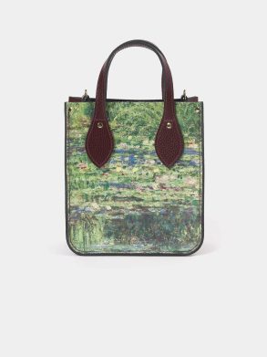 Women Tote Bags Cambridge Satchel The Mini Tote - Oxblood With Water Lillies