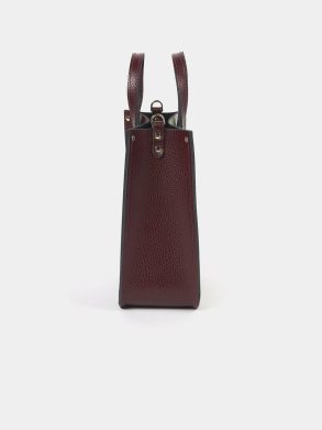 Women Tote Bags Cambridge Satchel The Mini Tote - Oxblood With Water Lillies - Image 4