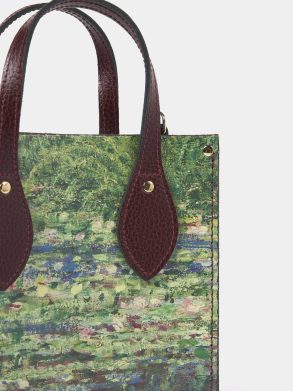 Women Tote Bags Cambridge Satchel The Mini Tote - Oxblood With Water Lillies - Image 5