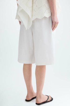 Women Trousers Cotton A-Line Bermuda Shorts With Pleats White Purificacion Garci - Image 3