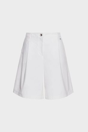 Women Trousers Cotton A-Line Bermuda Shorts With Pleats White Purificacion Garci - Image 5