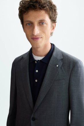Wool Bird's Eye Weave Classic Fit Suit Jacket Purificacion Garci Gray Men Suits And Blazers - Image 2