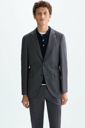 Wool Bird's Eye Weave Classic Fit Suit Jacket Purificacion Garci Gray Men Suits And Blazers
