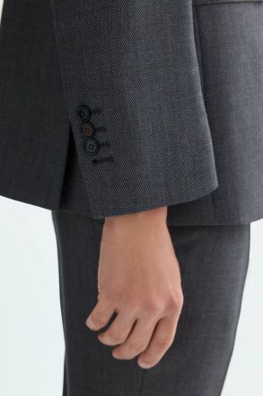 Wool Bird's Eye Weave Classic Fit Suit Jacket Purificacion Garci Gray Men Suits And Blazers - Image 3
