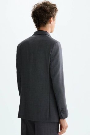 Wool Bird's Eye Weave Classic Fit Suit Jacket Purificacion Garci Gray Men Suits And Blazers - Image 4