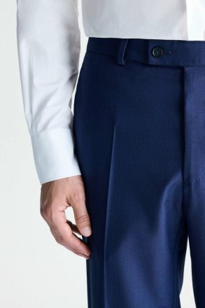 Wool Micro Zig-Zag Weave Classic Fit Suit Trousers Purificacion Garci Trousers Navy Men - Image 2