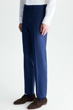 Wool Micro Zig-Zag Weave Classic Fit Suit Trousers Purificacion Garci Trousers Navy Men