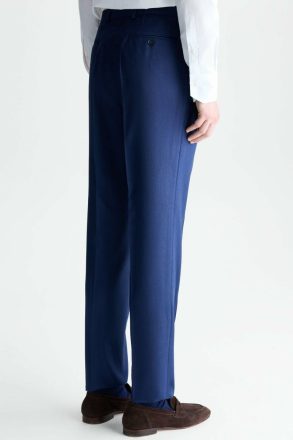 Wool Micro Zig-Zag Weave Classic Fit Suit Trousers Purificacion Garci Trousers Navy Men - Image 3