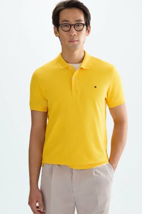 Yellow Piqué Polo Shirt Men Polo Shirts Purificacion Garci