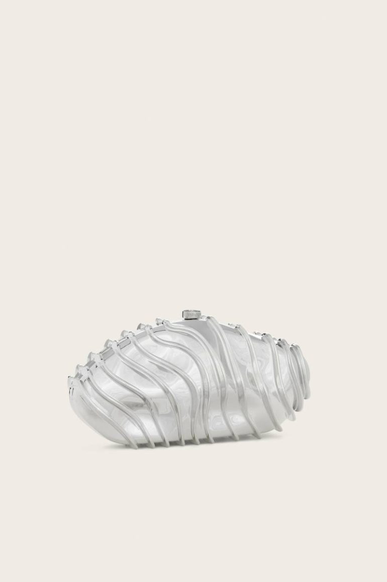 Cult Gaia Ezara Clutch - Shiny Silver Shiny Silver Women Clutches - Image 2