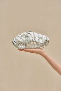 Cult Gaia Ezara Clutch - Shiny Silver Shiny Silver Women Clutches - Image 3