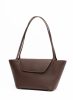 Dark Brown Elleme Women Courrier Tote Pebbled Leather Dark Brown/White Stitching Courrier - Image 2