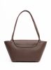 Dark Brown Elleme Women Courrier Tote Pebbled Leather Dark Brown/White Stitching Courrier - Image 3