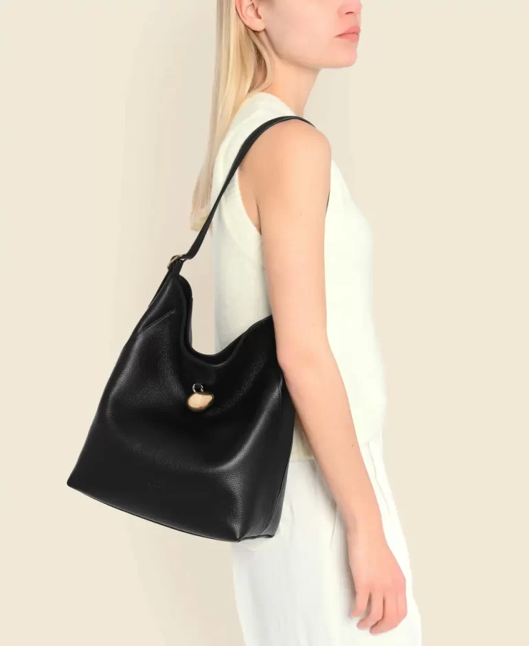 Drop Hobo - Black Shoulder Bag Women Cafune - Image 5