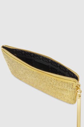 Gold Rebecca Minkoff Crystal Studded Wristlet Women Wallet - Image 3