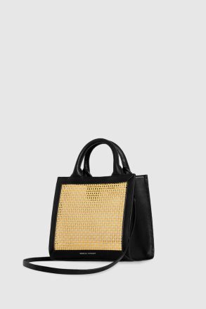 Natural-Straw-Black Rebecca Minkoff Women Crossbody Bag Megan Mini Tote - Image 2