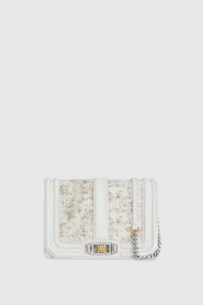 Rebecca Minkoff Paper-Tweed Crossbody Bag Women Chevron Quilted Small Love Crossbody