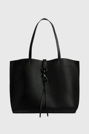 Rebecca Minkoff Women Black-Black-Shellac Tote Bag Black Leather Unlined Tote