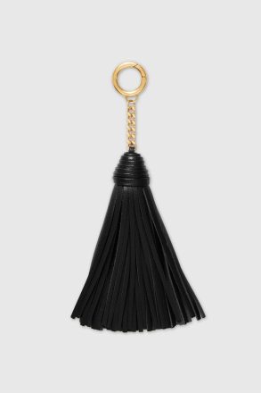 Rebecca Minkoff Women Studded Heart Charm Black Tassel Charm