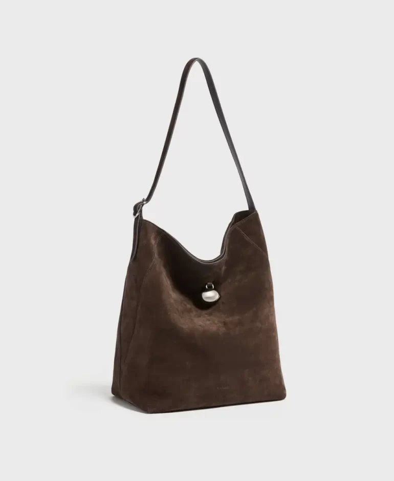 Shoulder Bag Drop Hobo - Dark Rosewood(Suede) Women Cafune