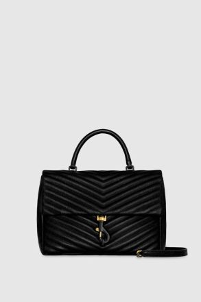 Shoulder Bag Rebecca Minkoff Black Women Edie Large Top Handle Shoulder