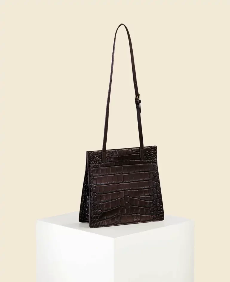 Shoulder Bag Women Cafune Stance Clasp - Aged Mahogany(Croc) - Image 3
