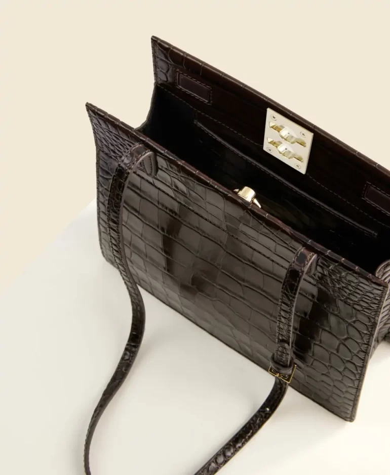 Shoulder Bag Women Cafune Stance Clasp - Aged Mahogany(Croc) - Image 4
