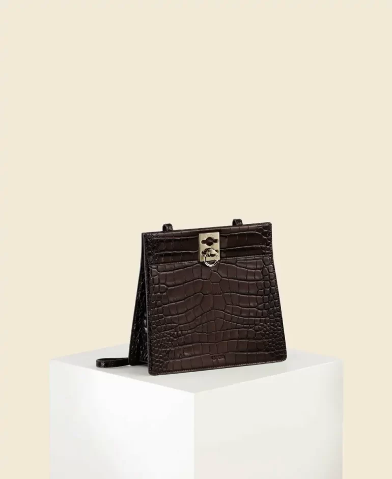 Shoulder Bag Women Cafune Stance Clasp - Aged Mahogany(Croc)