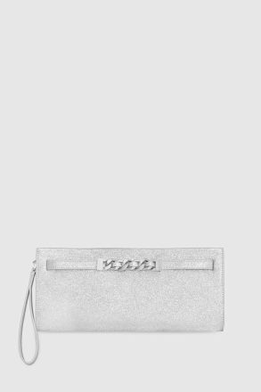 Silver Clutch Curb Link Clutch Women Rebecca Minkoff