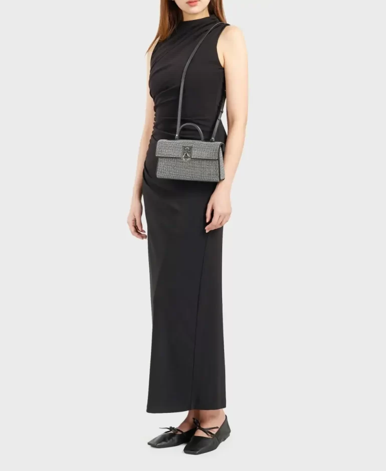 Women Crossbody Cafune Stance Wallet - Black Rhinestone - Image 2